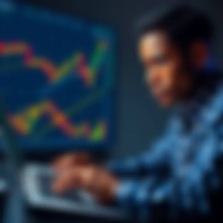 A person looking concerned while using a laptop, with charts and Kenyan shilling notes in view, representing trading issues on the Hodl Hodl platform.
