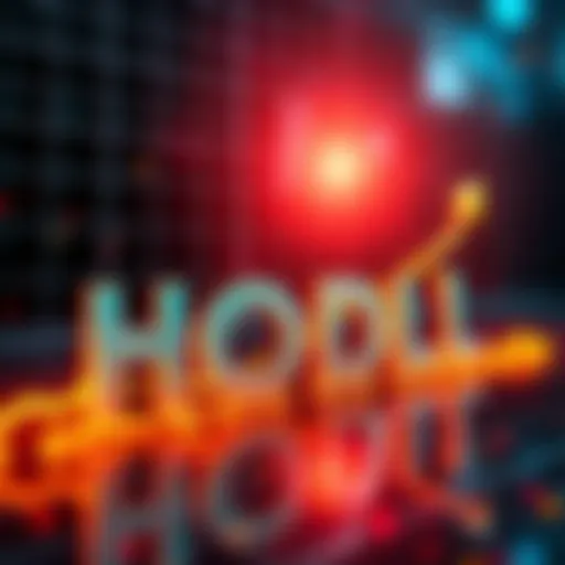 A graph showing an upward trend in cryptocurrency value with the word HODL prominently displayed