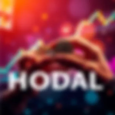 HODL Strategy in Crypto Trading A graphic showing a person holding digital coins with a rising market trend in the background, symbolizing the HODL strategy in cryptocurrency investing