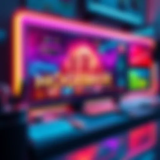 A digital interface showcasing new features of HOGEBASE platform with vibrant graphics and engaging elements.