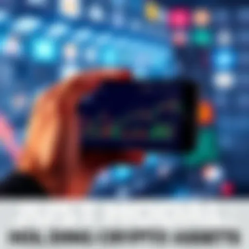 A person holding a smartphone displaying cryptocurrency market graphs, symbolizing long-term investment.