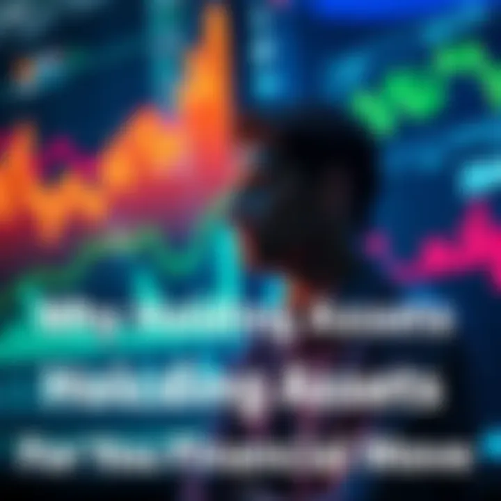Holding Financial Assets A person contemplating financial decisions with charts and graphs in the background, representing investment strategies.