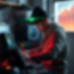 A person working on a small-scale mining setup at home, with mining equipment and rising electricity costs visible in the background.