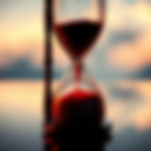An hourglass with sand gradually flowing from the top to the bottom, symbolizing the passage of time.