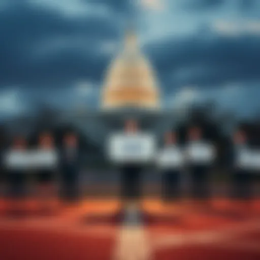 House Democrats standing in front of Capitol building holding signs about crypto corruption allegations against Trump administration