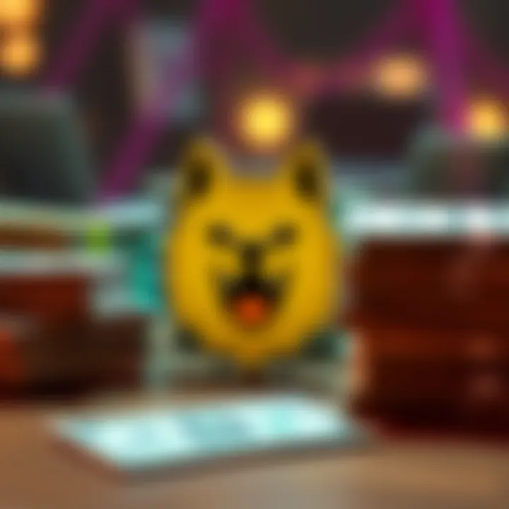 House of Doge logo with cash House of Doge logo next to stacks of cash, symbolizing financial dealings with Dogecoin Foundation