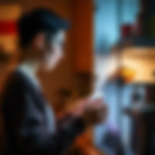 A person inspecting a popular household item in their kitchen to see if they own it.