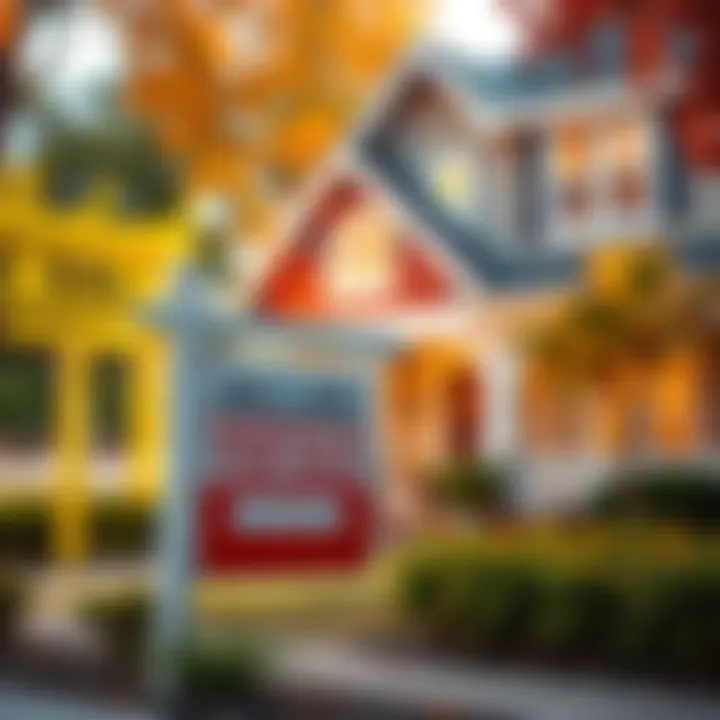 Real estate for sale sign in front of a beautiful house, symbolizing interest in a challenging economic landscape