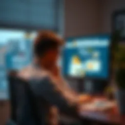 A person examining a computer on a desk with HSasicminer.com displayed on the screen, looking thoughtful about online shopping.
