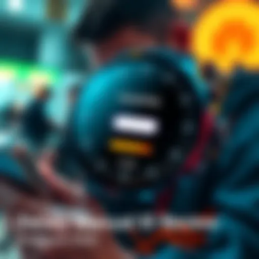 A Huawei watch displaying a loading icon, symbolizing delays in manual ID verification, with a frustrated user looking at their phone.