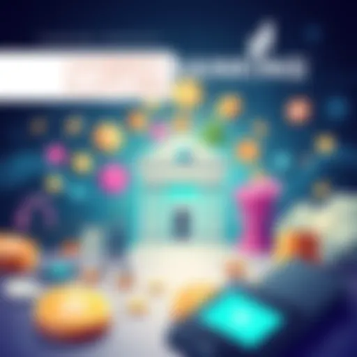 An illustration showing a combination of cryptocurrency symbols and traditional banking elements like a bank building and cash, representing a hybrid DeFi and TradFi platform.