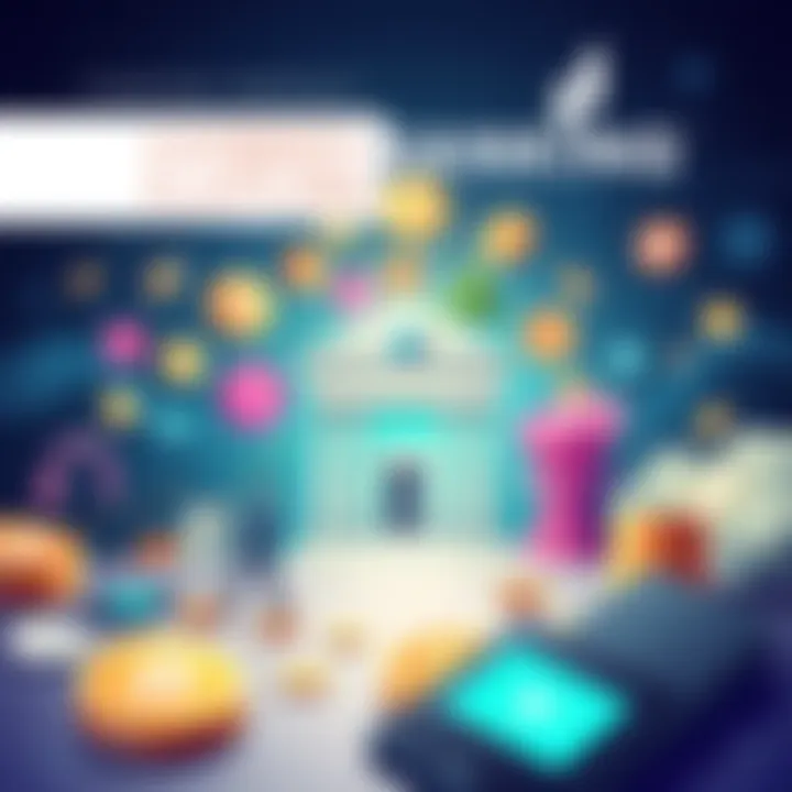 An illustration showing a combination of cryptocurrency symbols and traditional banking elements like a bank building and cash, representing a hybrid DeFi and TradFi platform.