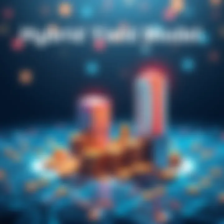 Illustration showing a blend of real-world assets and digital finance elements, symbolizing stak. fyi’s hybrid yield model with coins and buildings.