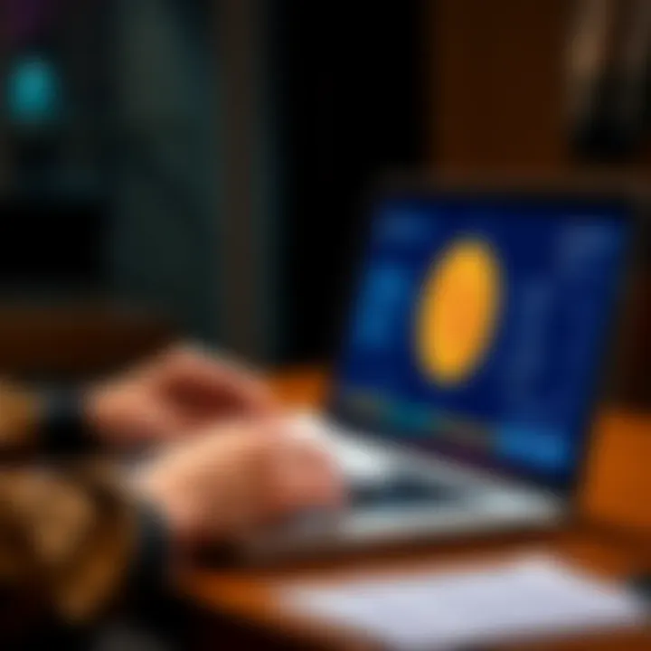 A person reviewing ID documents on a laptop with a bitcoin symbol displayed on the screen, representing efforts to recover lost bitcoin.