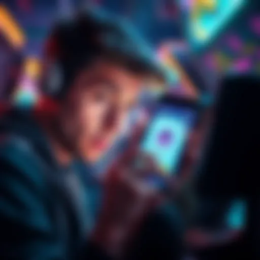 A frustrated player looking at their phone, showing the IdleOutPost app with untracked rewards