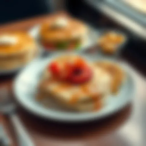 A plate with food that looks less appetizing, featuring unappetizing pancakes and toppings