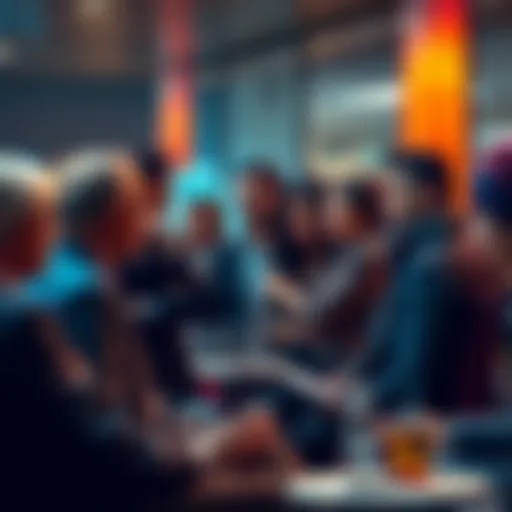 A group of diverse people discussing and debating skepticism and doubt, illustrating various perspectives in a social setting