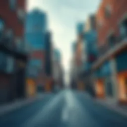 A city skyline with closed shops and empty streets, showing a decline in economic activity