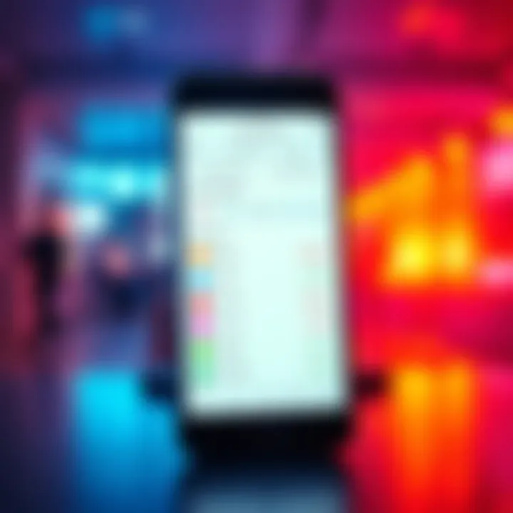 A graphic showing a smartphone display of the Income Sorter app with highlighted features for different budget categories, such as savings and expenses.