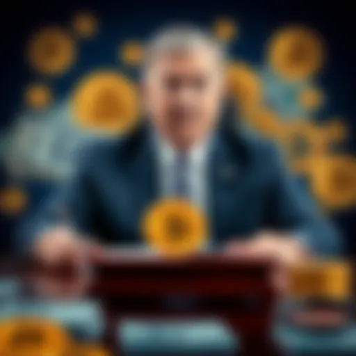 Indiana Governor Mike Braun signing a bill that allows retirement funds to invest in Bitcoin, with a backdrop of Bitcoin symbols and retirement funds.