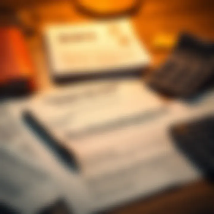 A collection of essential documents needed for receiving an inheritance, including a German Herkunftsnachweis, laid out on a table with a pen and calculator