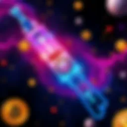 A graphic representation of the Injective USDC logo with a cosmic background and cryptocurrency symbols around it.