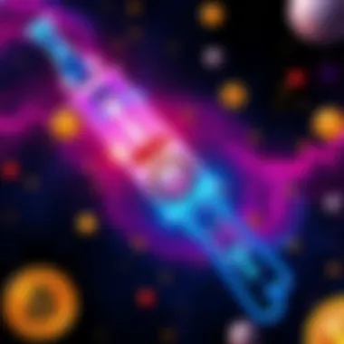 A graphic representation of the Injective USDC logo with a cosmic background and cryptocurrency symbols around it.