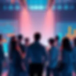 A group of people discussing key insights about No.1 in a vibrant setting, with charts and graphs visible.