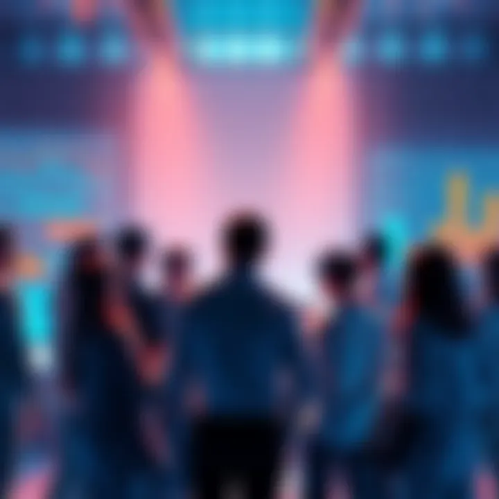 A group of people discussing key insights about No.1 in a vibrant setting, with charts and graphs visible.