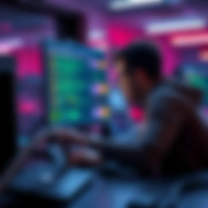 A person setting up a blockchain node on a PC, with software interface visible on the screen