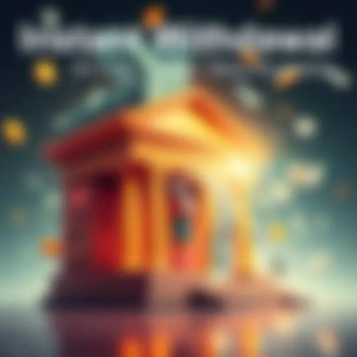 A graphic showing a bank with cash flowing into it, symbolizing instant payments for U.S. users.