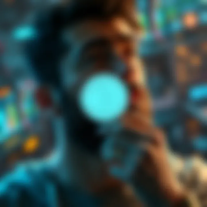 Investing in Altcoins A person contemplating altcoin investments with various coins displayed, emphasizing $WHITE for real-world use.