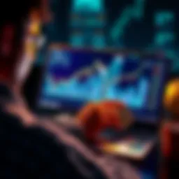 Investing in cryptocurrency A person analyzing cryptocurrency options with a laptop and charts showing growth