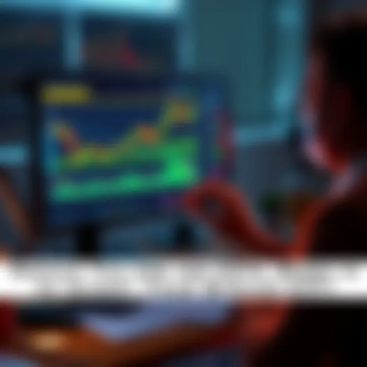 A person looking at a computer screen showing a Bitcoin ETF chart with financial documents and a calculator on the desk