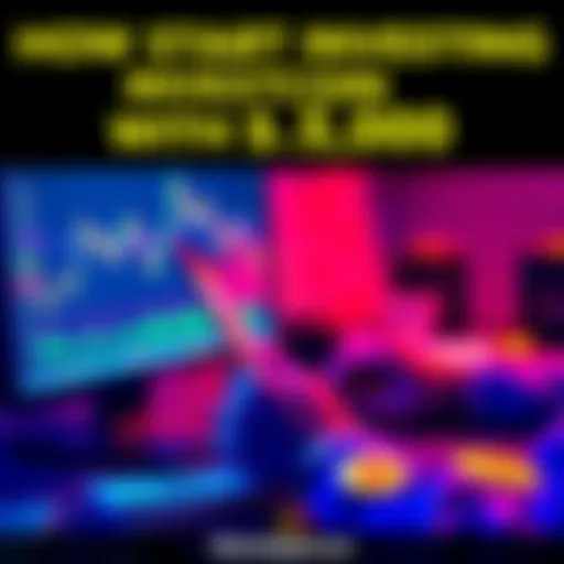 A person analyzing Bitcoin price charts on a computer with dollar bills and a Bitcoin coin on the desk.