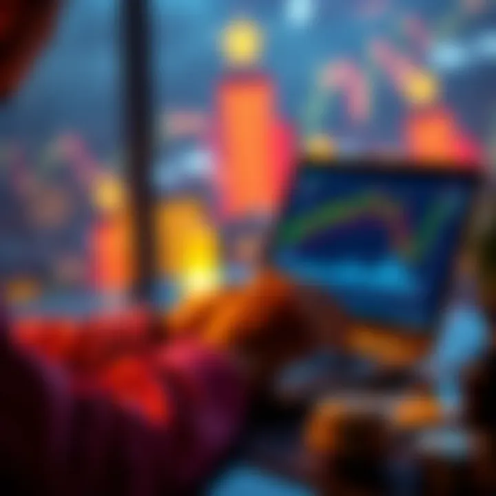 Investing in Cryptocurrencies A person analyzing cryptocurrency charts on a laptop while considering investment opportunities and risks.