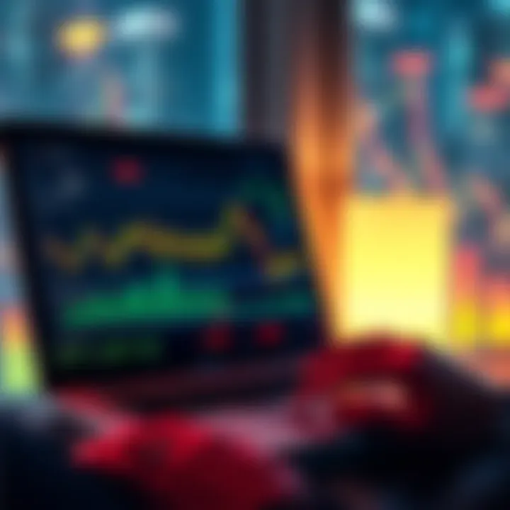 A person analyzing cryptocurrency trends on a laptop with graphs and charts on the screen