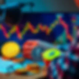 A person reviewing cryptocurrency charts and graphs with Bitcoin and Ethereum logos on a desk, symbolizing investment decisions in digital currencies.