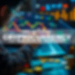 Investing in cryptocurrency A person analyzing cryptocurrency charts on a laptop with dollar bills and coins nearby.