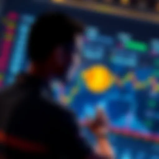 A person looking at a digital display of cryptocurrency prices, with a focus on Solana, symbolizing investment opportunities and financial growth.