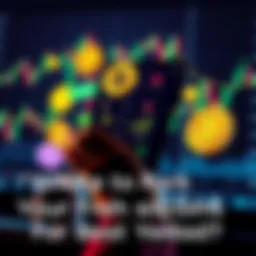 A person reviewing various stablecoin investment options on a digital device with financial graphs in the background.