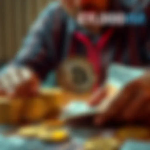 A person analyzing Zcash cryptocurrency investment with £400 coins and £1,000 cash on a table