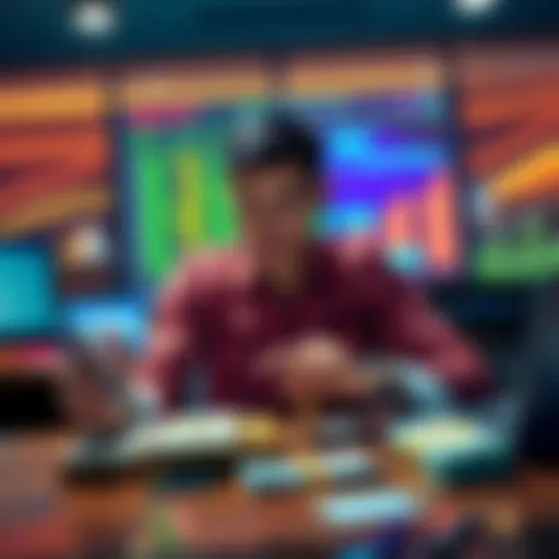 A person considering investment options with memecoins, displaying a chart and cash on a table.