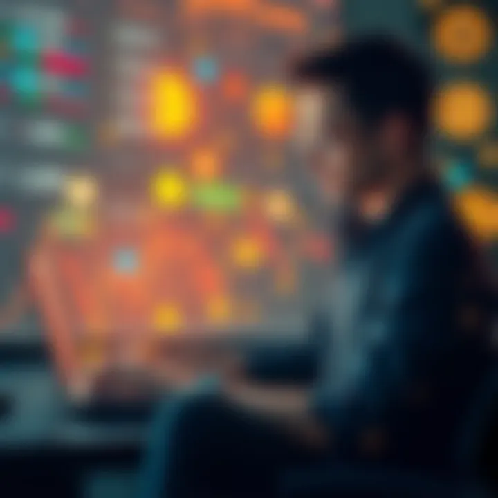 Investing in Quality Crypto A person analyzing cryptocurrency charts with a laptop, surrounded by symbols of strong cryptocurrencies, depicting smart investment strategies during market fear.