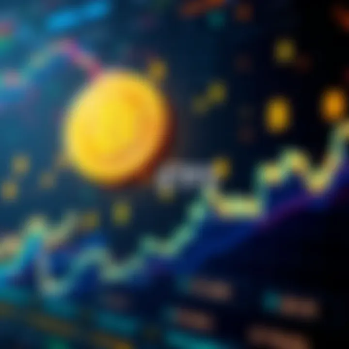 Investing in Bitcoin ETFs A graphic showing rising Bitcoin prices and charts with dollar signs, representing leveraged Bitcoin ETFs investment.