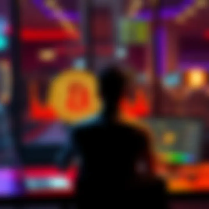 A person sitting at a desk looking at a Bitcoin chart on a laptop, contemplating investing their remaining funds after gambling losses.