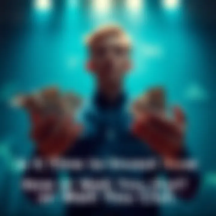 A person weighing options with stocks and cash in hand, representing investment choices