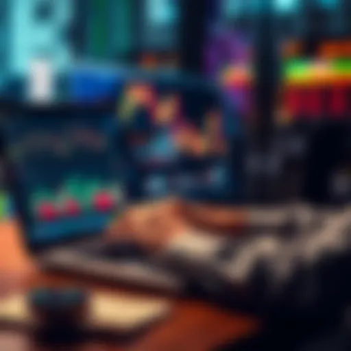 A person analyzing financial charts and graphs on a laptop, symbolizing investment strategies during stagnant market conditions.