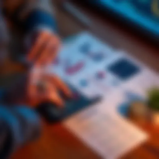 A person calculating monthly investments with a calculator and charts nearby, representing dollar-cost averaging strategies.