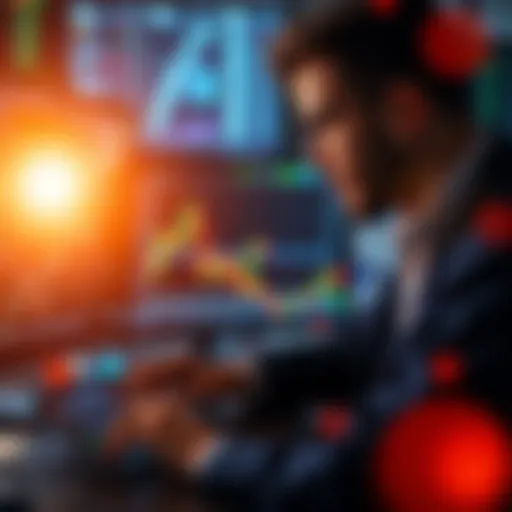 A trader looks at market charts on a computer screen, highlighting the importance of patience in trading.